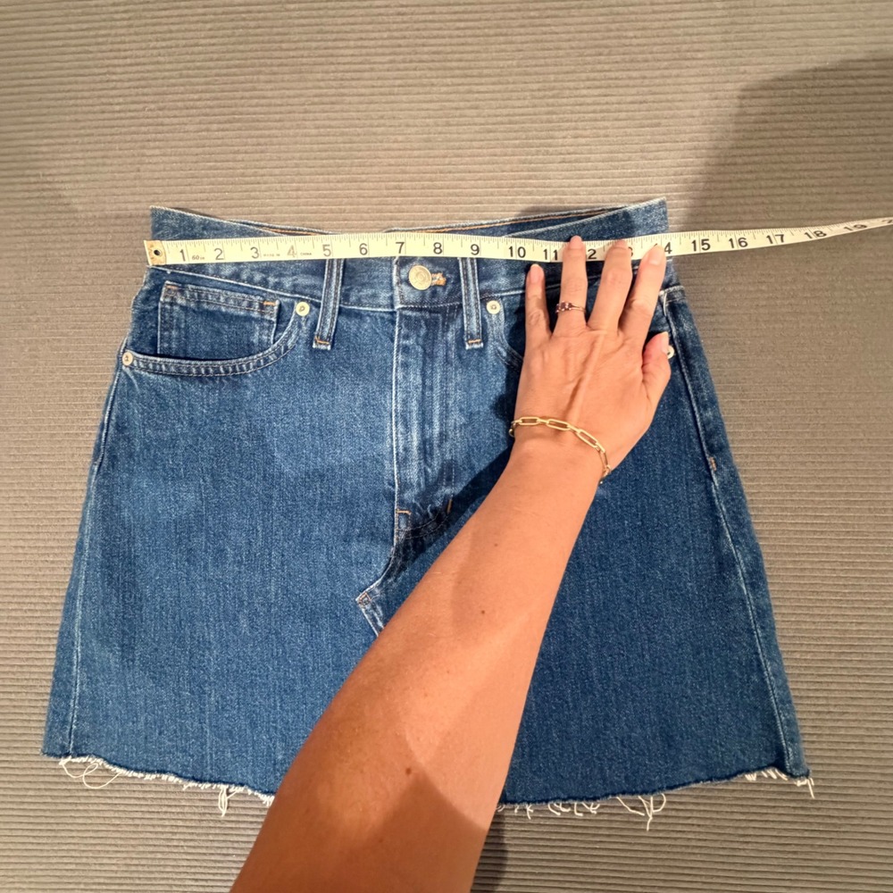 Madewell Rigid Denim A-Line Skirt Women 26 Blue Cotton Raw Hem NWT M2227 - Picture 10 of 12